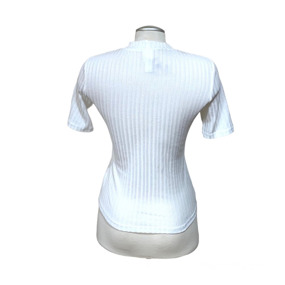 H&M Women’s White High Neck Short Sleeves Ribbed Sweater Size Small - Picture 2 of 10